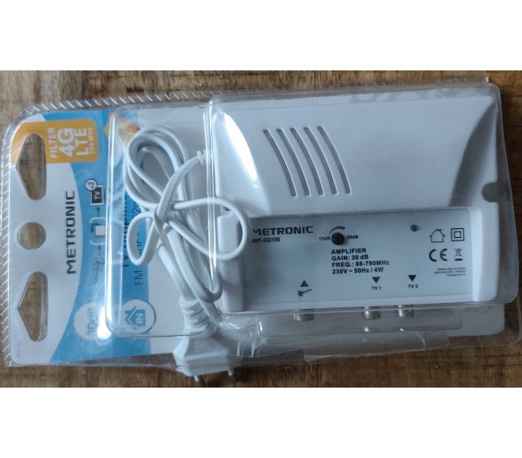 Amplificateur antenne TV Metronic 30 dB – 2 téléviseurs – Neuf