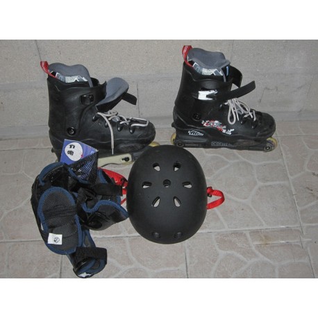 Rollers avec casque et protections 