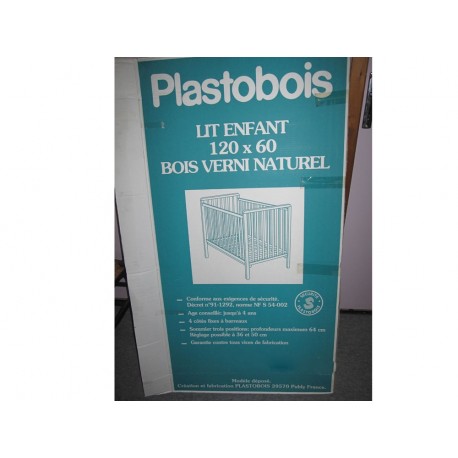 Lit enfant 120 x 60 bois verni naturel Plastobois