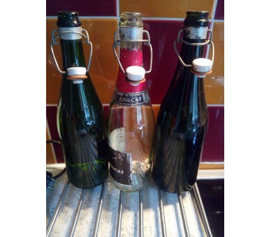Lot de 3 bouteilles en verre collector avec bouchon en céramique