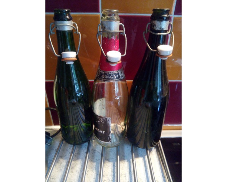 Lot de 3 bouteilles en verre collector avec bouchon en céramique